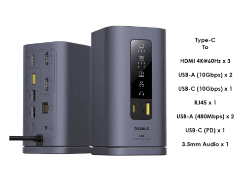 Baseus Spacemate Series 11-in-1 (MAC) Three Screen Docking Station - B00568101813-01