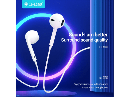 Celebrat E200 Comfortable Wired Earphones, Free to switch songs and make calls - 6 months warranty (4)