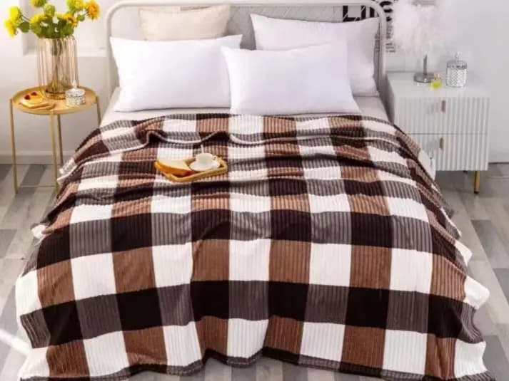 Rib Blanket with Printed Blanket Checks / Warm Blanket -  WS  B - 205