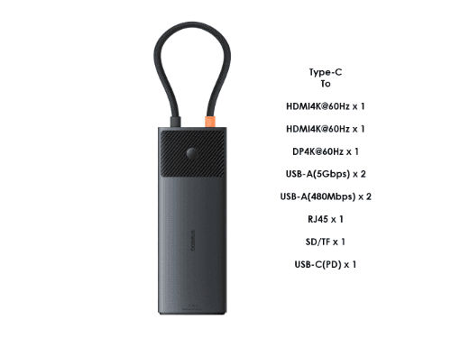 Baseus Metal Gleam Series II 11-in-1 USB HUB Docking- B00061801123-00