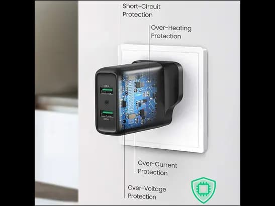 Ugreen Dual USB-A QC 3.0 36W Charger Fast Charger UK (Black) – 70164 (2)