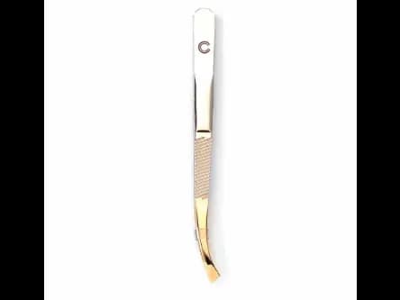 Tweezer- Stainless Steel Gold Curved Slant Tips