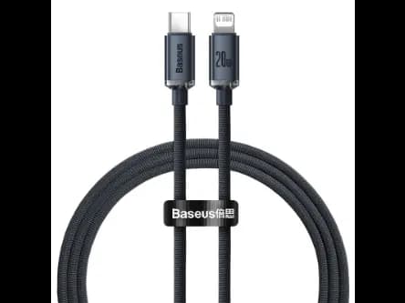 Baseus 1.2m Type-C to Lightning 20W Fast Charging Data Cable-Crystal Shine Series – Blue - CAJY000201