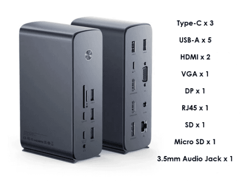 Baseus UnionJoy Pro17-Port Four-Screen Multifunctional HUB Docking Station ( EU Pin Charging Adapter - WKSP090113