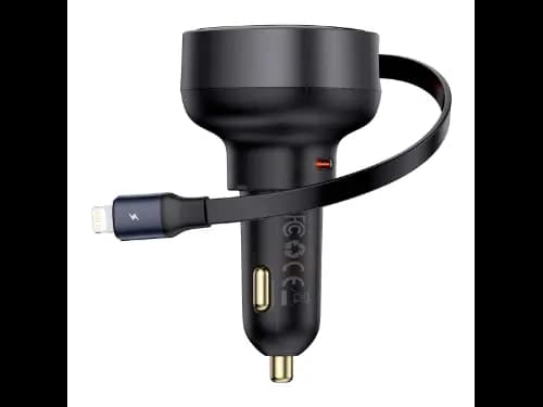 Baseus 55W Enjoyment Pro Car Charger C Retractable iP Cable Cluster Black –  C00057803111-00 (2)