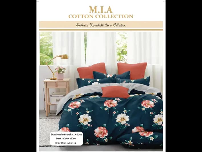Mia Cotton King Size Bedsheet With 2 Pillow Covers (90 x 100) / MIA 120 (2)