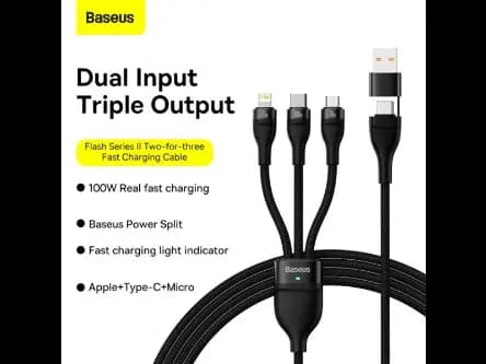 Baseus Flash Series ? 1.2 Meter USB & Type-c to M L C 100W – Charging Cable -CASS030101 (5)