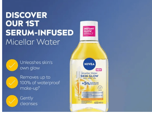 Nivea Skin Glow Serum Infused Micellar Cleansing Water 5% Serum with Vitamins C and E 400ml - GERMANY (2)