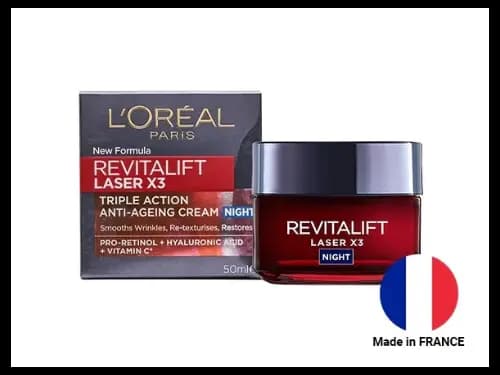 Loreal Revitalift Laser X3 Triple Action Anti-Aging Night Cream 50ml - FRANCE