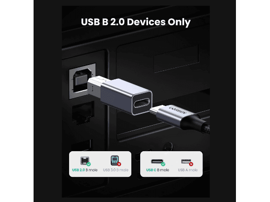 Ugreen USB2.0 USB-C/F to USB2.0 B/M Adapter Aluminum Case – 20120 (3)