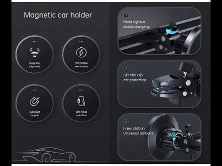 Joyroom JR-ZS240 Magnetic Wireless Car Charger/ Holder - Black 15W (2)