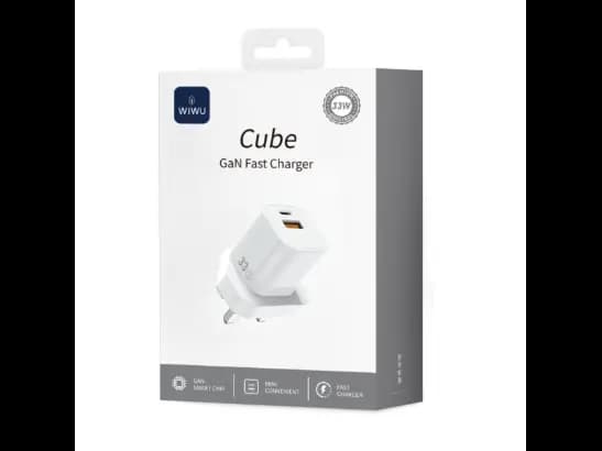 Wiwu WI-G017 Cube 33w USB-A and Type-C Gan Fast Charger Adapter White UK - 6 Month Warranty (5)