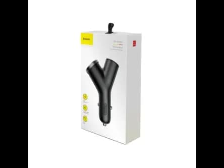 Baseus Y Type Car Charger with 2x USB and Extended Lighter Port 3.4A black (4)