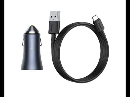 Baseus Golden Contactor Pro QC U+C 40W Car Charger With Type-C to USB Cable