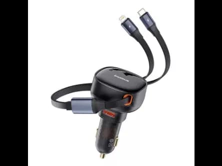 Baseus 60W Enjoyment Pro Car Charger U Retractable C & Lightning Cable C000578 (2)