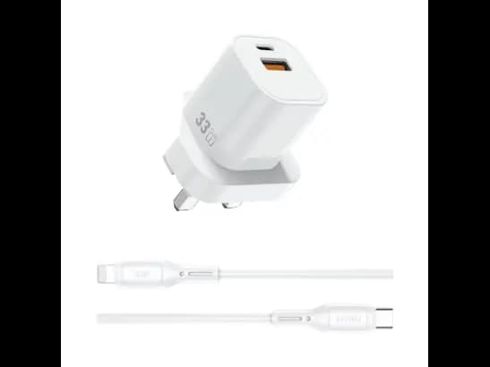 Wiwu WI-G018 Cube 33w A C Fast Charger And Cable Combo Type-C to lightning White UK - 6 Month Warranty (3)