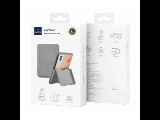 Wiwu Mag Wallet MW-001 PU Leather Phone Back Card Kickstand Magnetic Card Holder (4)