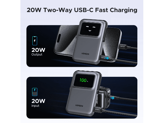 UGREEN 10000mah 20W Uno Series Magnetic Wireless Power Bank With Stand – PB572 - 45327 (3)