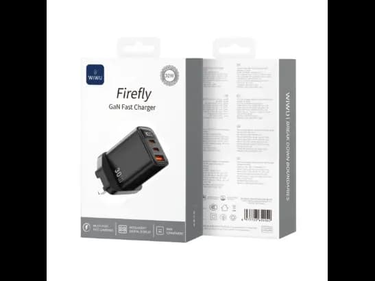 Chargers & Adapters, Mobile Accessories, WiWU Wiwu WI-G010 30w Firefly Gan Fast Charger Black UK - 06 Month Warranty (3)