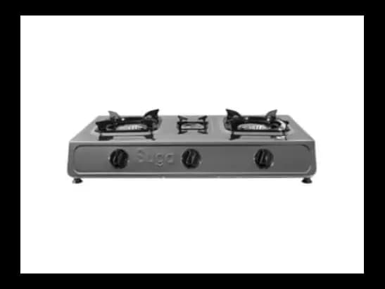 SUGA GAS COOKER - STAINLESS STEEL - SQURE TRIVET 3burner  (SGC- 387)