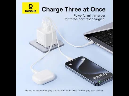 Baseus Palm Fast Charger 2C U 65W UK Moon White - P1011160D213-01 (7)