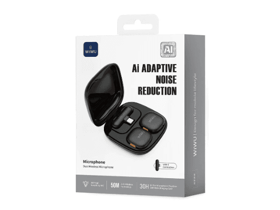 WiWU Wi-WM006 AI Duo Wireless Microphone Type-C – Black with 6 Month Warranty (7)