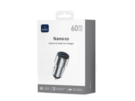 WiWU Wi-CC032 Nano Pro 60W PD Fast Car Charger – USB & Dual Type-C with 6 Month Warranty (6)