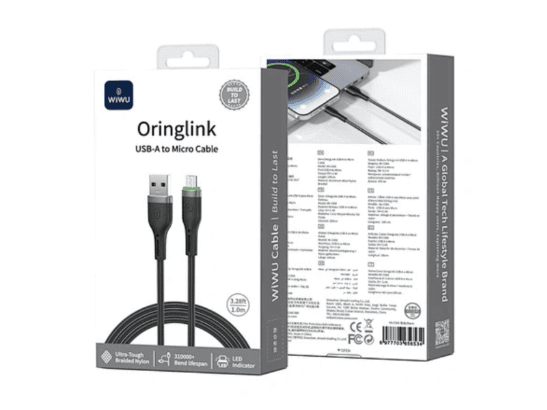 WiWU Wi-C066 Oringlink USB-A to Micro Cable – Black with 6 months warranty (3)