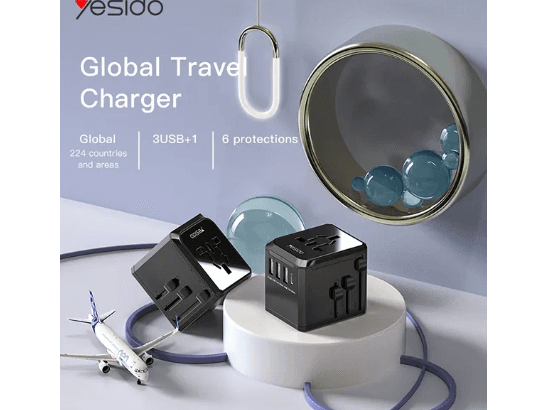 Yesido MC10 Universal Travel Adapter 3 USB 1 USB-C Port (2)