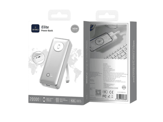 WiWU Wi-P023 Elite 100W 20000mAh Power Bank – Silver with 12 Month Warranty (4)