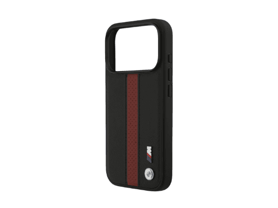 BMW Magsafe PU Perforated Stripes Leather Case for iPhone 17 Pro / 17 Pro Max – Black/Red (3)