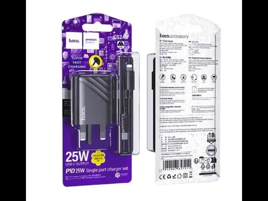 HOCO CS24B SINGLE PORT PD25W CHARGER SET (C TO iP) (4)