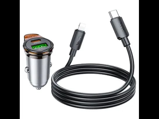 HOCO NZ16A 43W DUAL PORT PD25W QC3.0 TYPE-C TO IP CAR CHARGE (3)