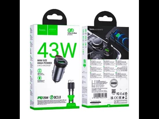 HOCO NZ16A 43W DUAL PORT PD25W QC3.0 TYPE-C TO IP CAR CHARGE (4)