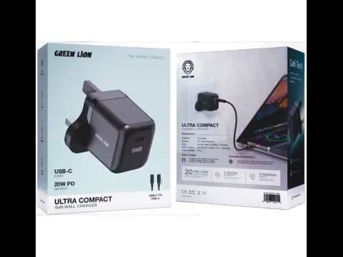 GREEN LION GAN ULTRA COMPACT WALL CHARGER C TO C 20W