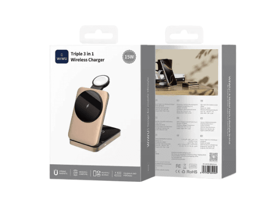 Wiwu WI-W038 15w Triple 3 In 1 Wireless Charger Gold - 6 Month Warranty (4)