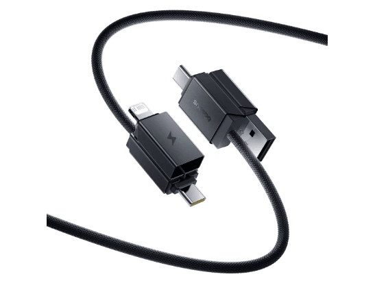 Baseus 2 Meter 60W Versatile Two-for-Two Fast Charging Cable with U C to C L Converter – Cosmic Black (2)