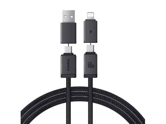 Baseus 2 Meter 60W Versatile Two-for-Two Fast Charging Cable with U C to C L Converter – Cosmic Black (4)