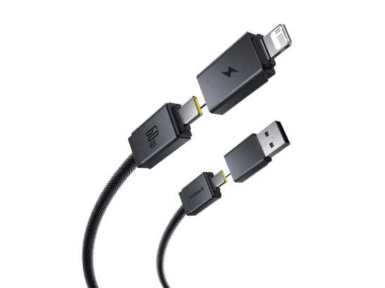 Baseus 2 Meter 60W Versatile Two-for-Two Fast Charging Cable with U C to C L Converter – Cosmic Black (3)
