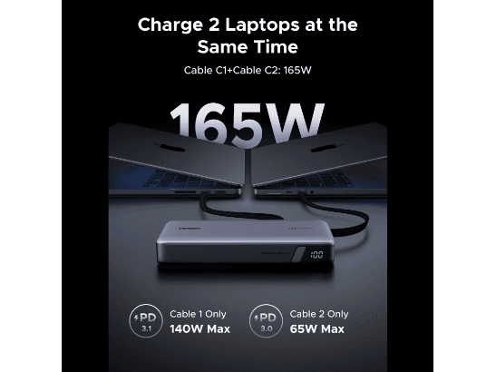 UGREEN 25000mAh 165 W Dual‑Cable Power Bank – PB552 – 55995B – 1 Year Warranty (2)