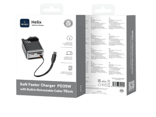 Wiwu WI-G029 Helix 35w PD QC Gan Fast Charger Black (3)