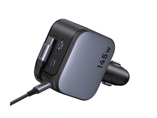 UGREEN 145W Nexode Car Charger with Retractable Cable 2x Type-C USB – EC604 – 55910B – 1 Year Warranty (3)