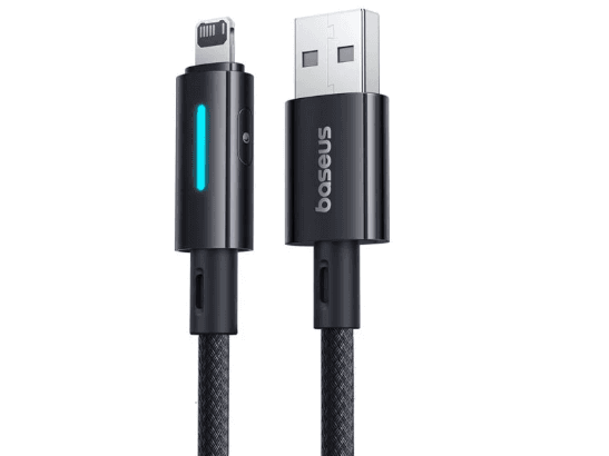 Baseus 1 Meter Lit Button-Control USB to Lightning 2.4A Fast Charging Data Cable – Cosmic Black - P10379003121-00 (2)