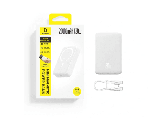 Baseus 20000mAh 20W EnerFill FM41 Mini Magnetic Power Bank Moon White – E0027U01 – 1 Year Warranty (3)
