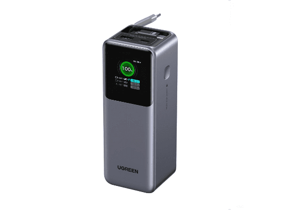 UGREEN 20000mAh 165W Nexode Smart Display Power Bank with Retractable Cable ( CCC version) – PB726 – 95670B – 1 Year Warranty
