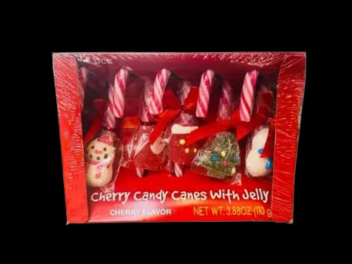 Cherry Candy Canes With Santa Gummies
