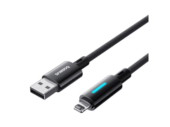 Baseus 1 Meter Lit Button-Control USB to Lightning 2.4A Fast Charging Data Cable – Cosmic Black - P10379003121-00 (3)