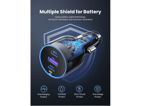UGREEN 75W Dual Type-C 1x USB Ports Metal Car Charger – EC703 – 35024 – 1 Year Warranty (2)