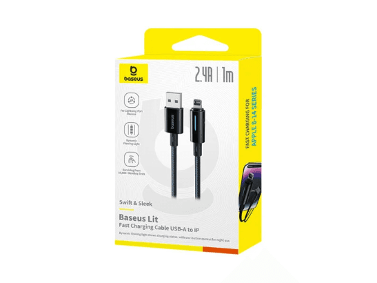 Baseus 1 Meter Lit Button-Control USB to Lightning 2.4A Fast Charging Data Cable – Cosmic Black - P10379003121-00 (7)
