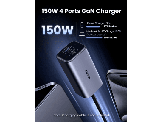 UGREEN 150W GaN 3xType-C And 1xUSB Port Car Charger – 35571 – 1 Year Warranty (4)